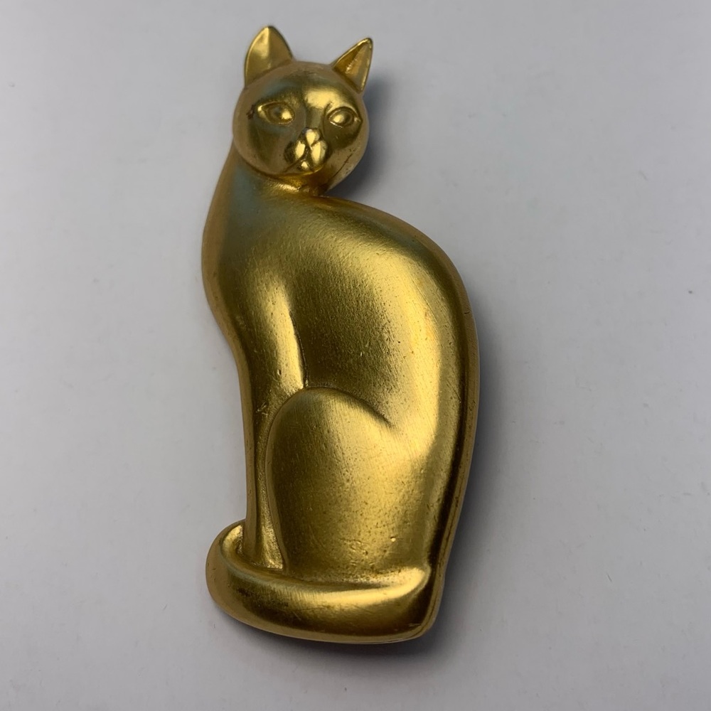 Vintage ALVA Gold Cat Brooch | Egyptian Style